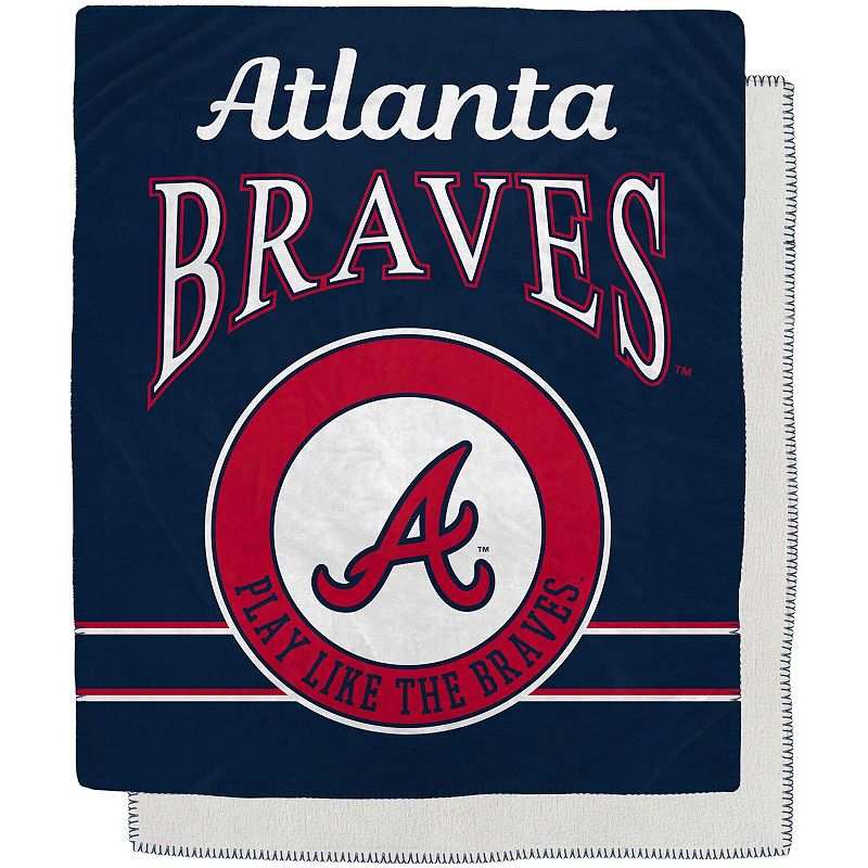 Atlanta Braves 50 x 60 Retro Emblem Flannel Fleece Sherpa Blanket