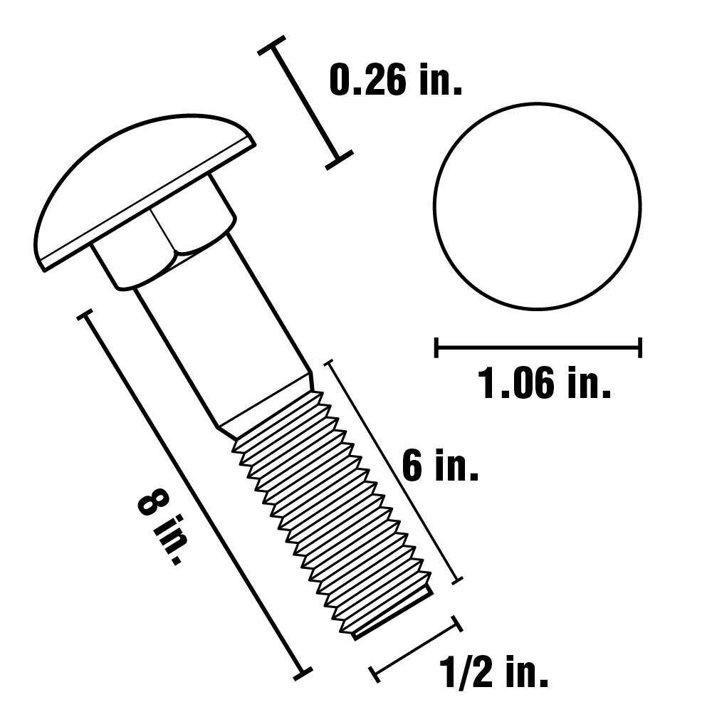 Everbilt 12 in.-13 x 8 in. Galvanized Carriage Bolt 803636