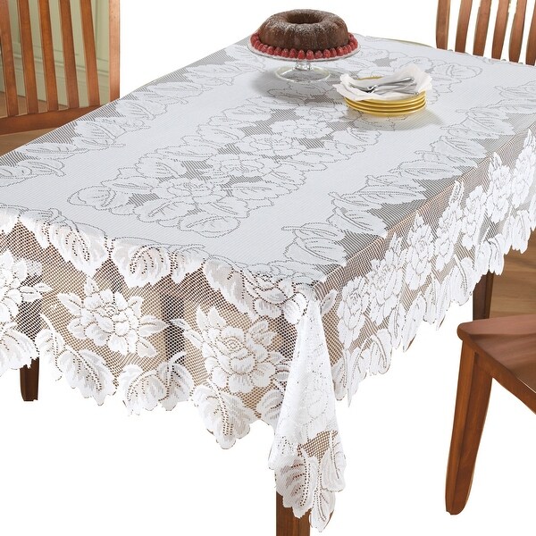 White Floral Lace Tablecloth