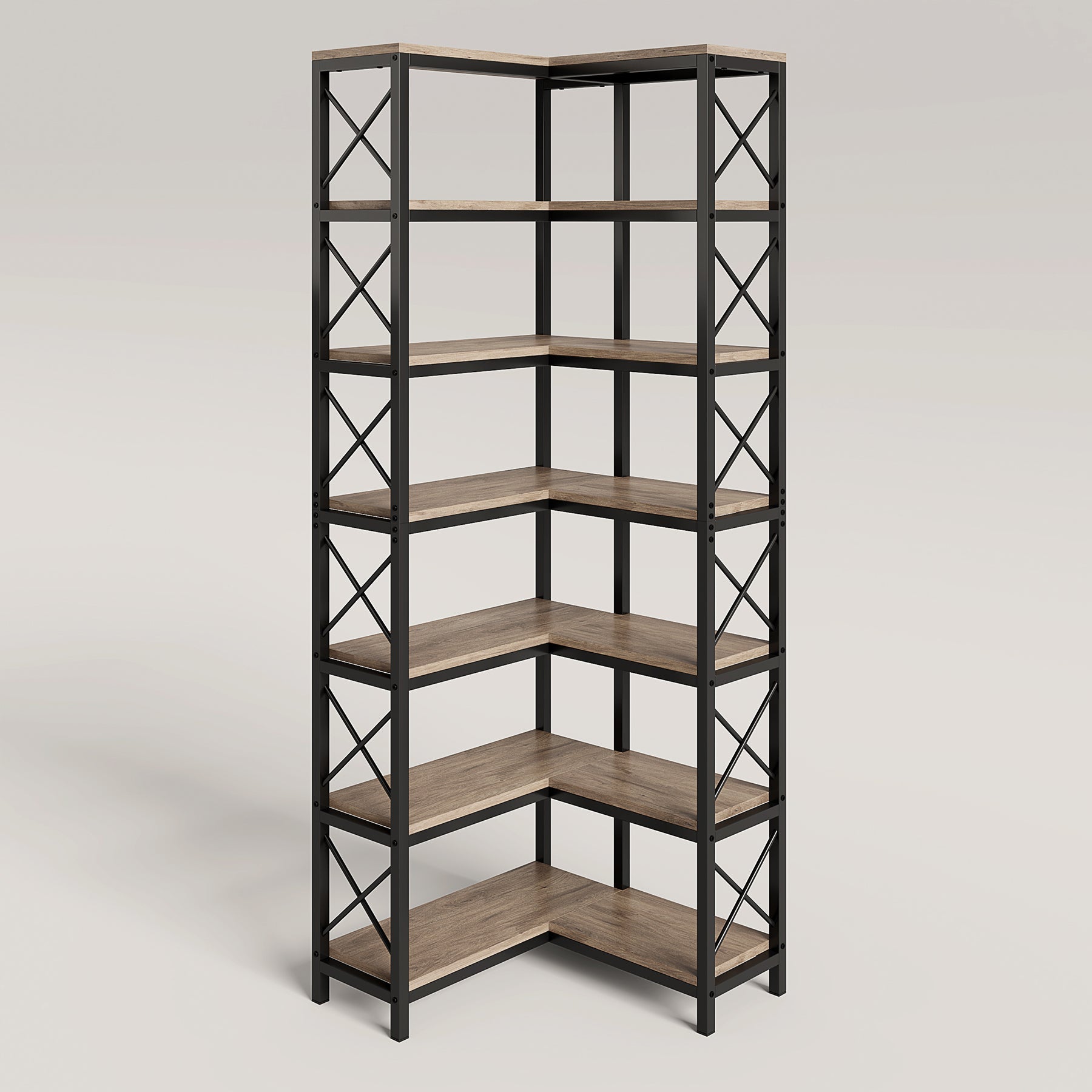 7-Tier Corner Bookshelf Corner Bookcase Storage Display Rack