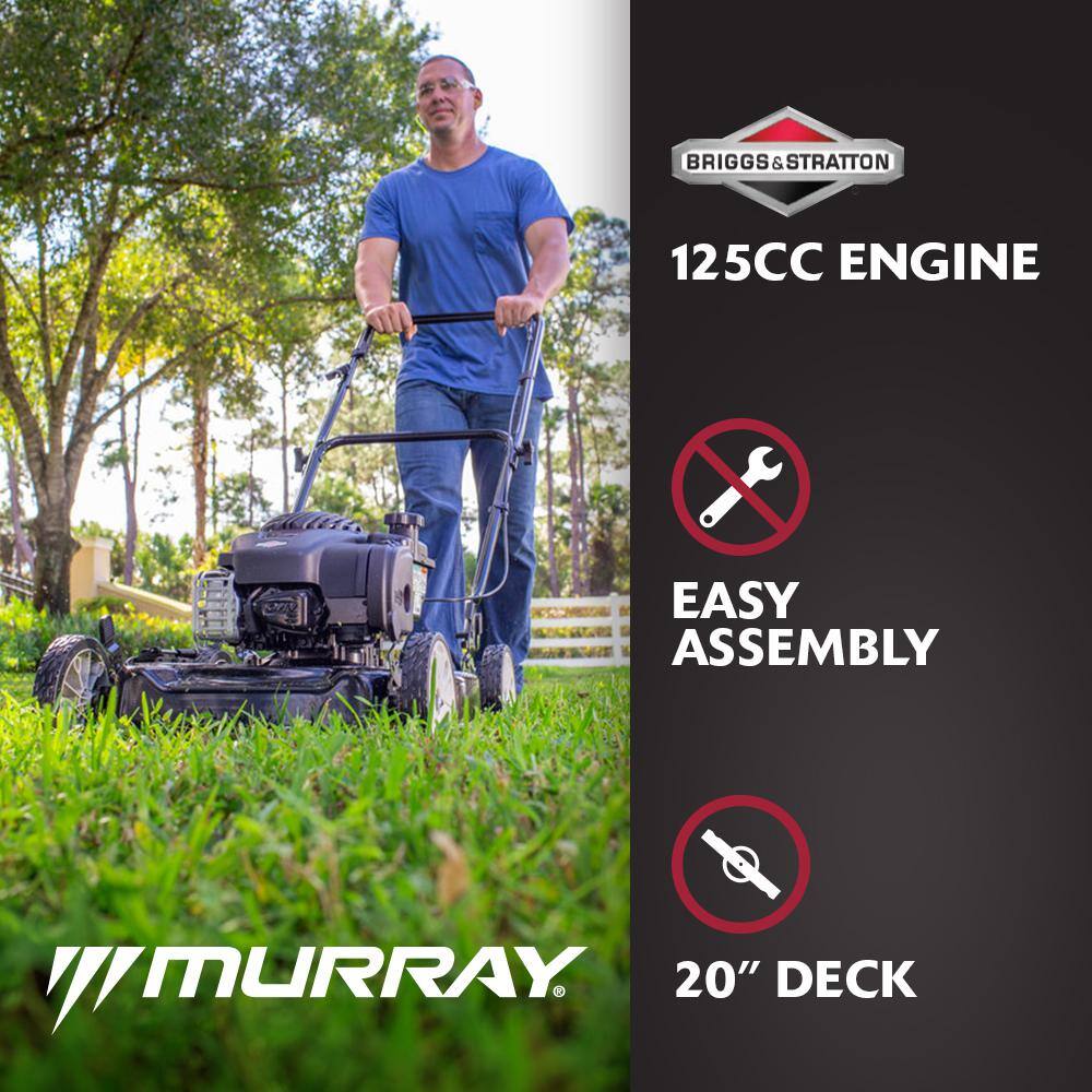 Murray 20 in. 125 cc Briggs  Stratton Walk Behind Gas Push Lawn Mower with 4 Wheel Height Adjustment and Prime 'N Pull Start MNA152506