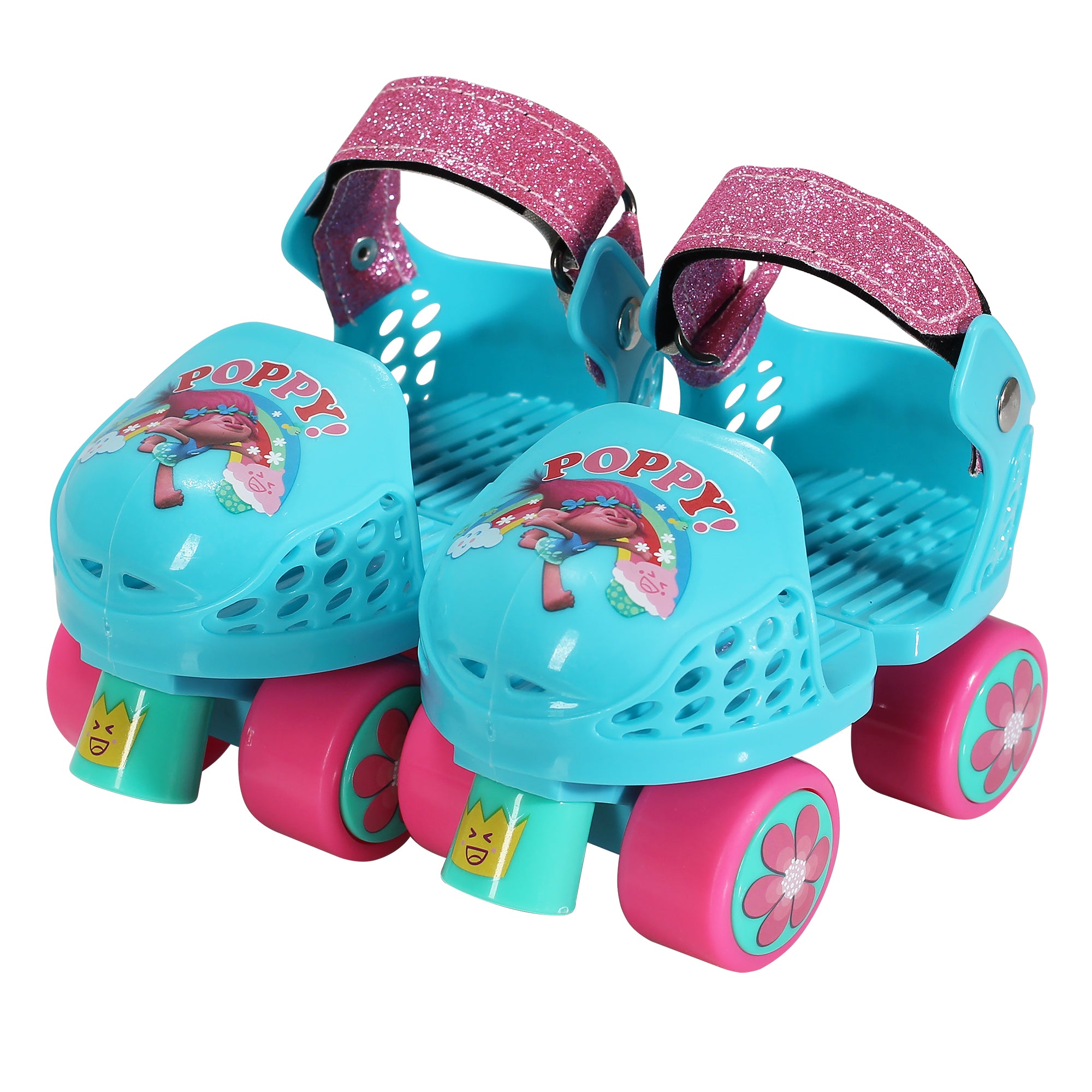 Playwheels Trolls Kids Roller Skate， Junior Size 6-12 with Kneepads