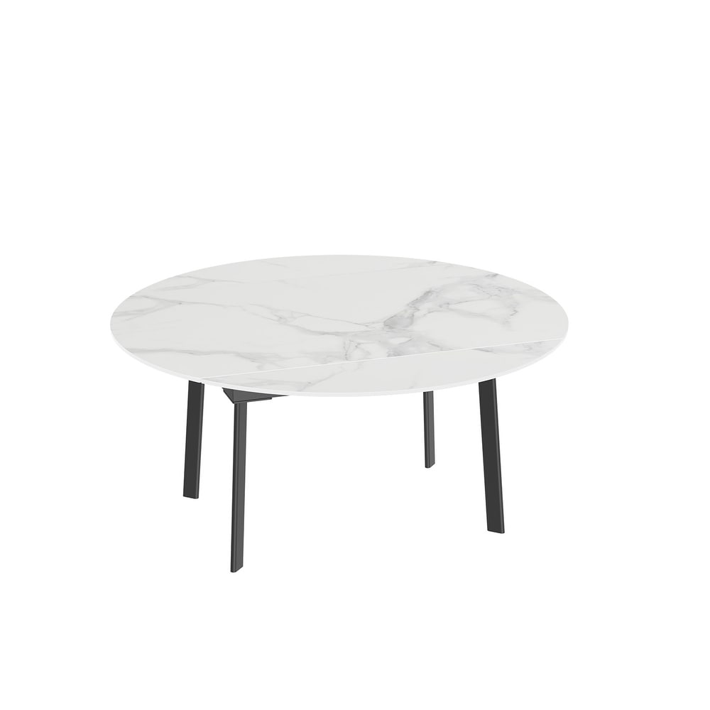 52 Inches Round Slate Extendable Dining Table