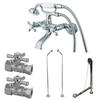 Kingston Brass Combo Set 3-Handle Claw Foot Tub Faucet with Hand Shower in Chrome HCCK265CD