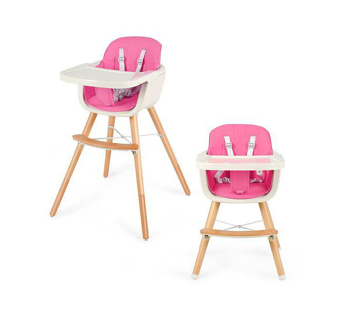 Slickblue Wooden Baby 3 in 1 Convertible High chair with Cushion