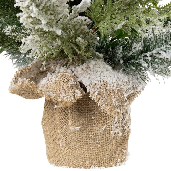 Flocked Balsam Pine Artificial Mini Christmas Tree in Burlap Base 24