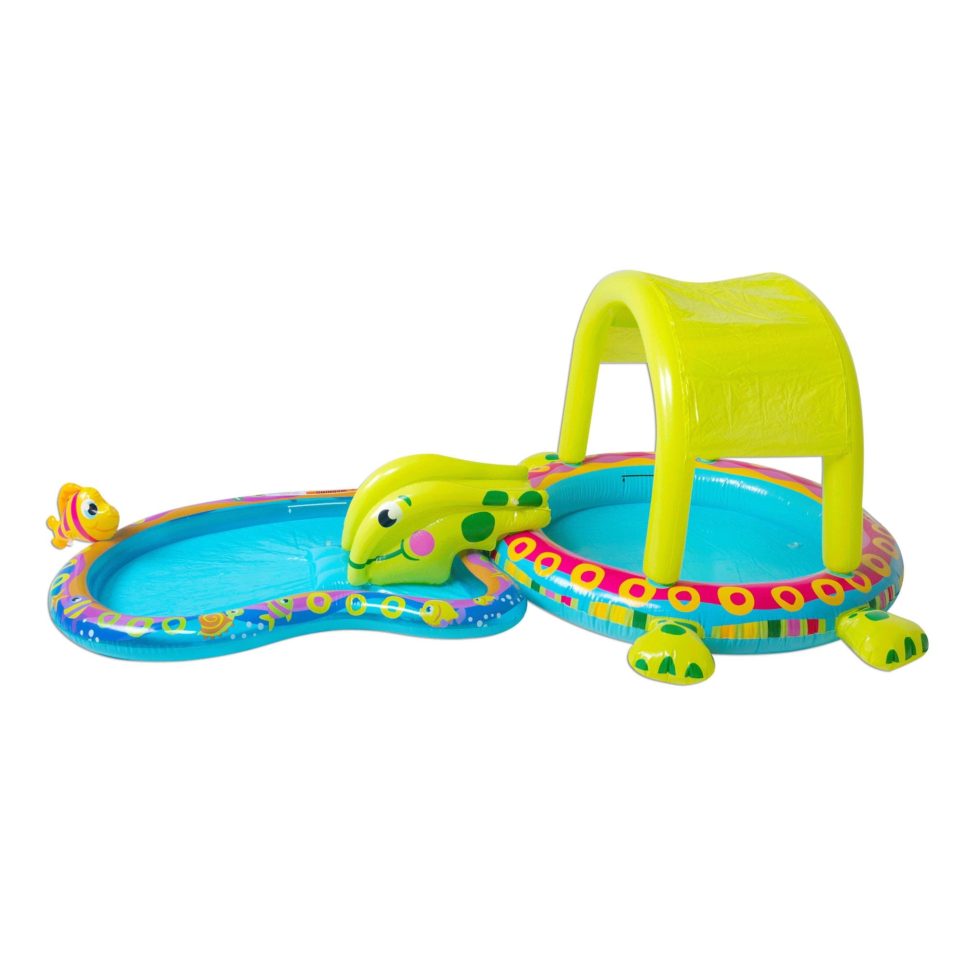 Banzai Shade 'N Slide Turtle Inflatable Kiddie Splash Pool Set with Sprinkler