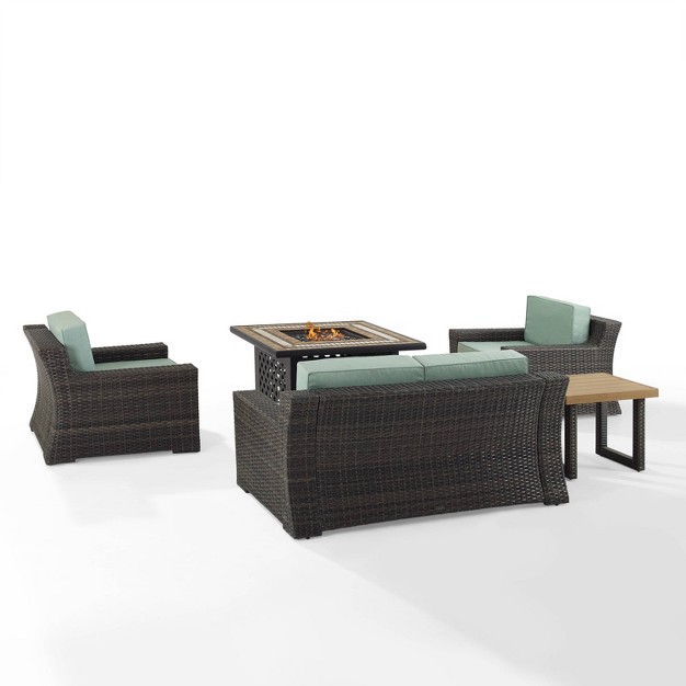 Beaufort 5 Pc Outdoor Wicker Conversation Set Crosley