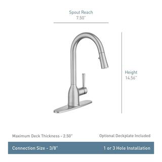 MOEN Adler Single-Handle Pull-Down Sprayer Kitchen Faucet with Reflex and Power Clean in Matte Black 87233BL