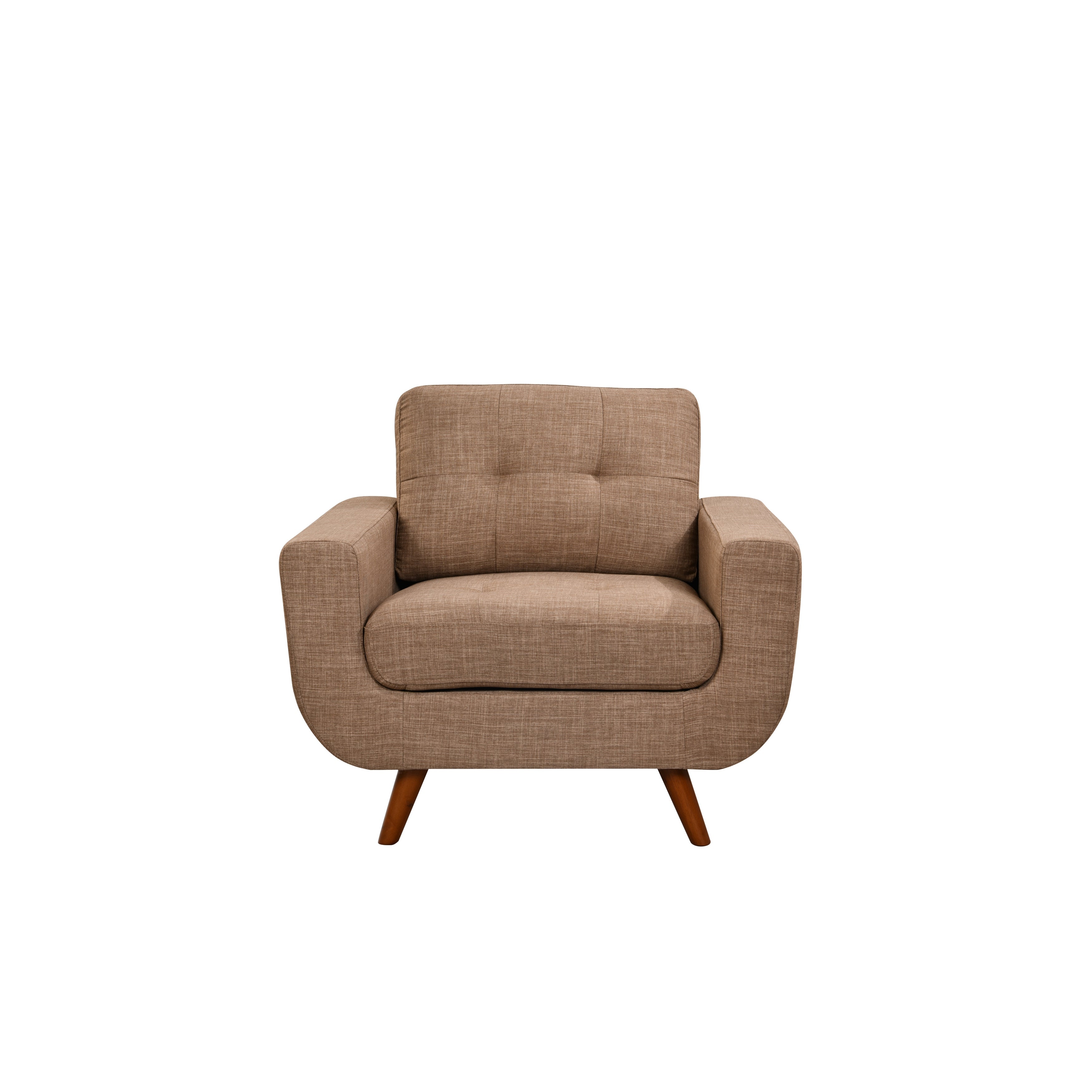 41 Linen Fabric Accent Chair， Modern Armchair Button Tufted Upholstered Accent Sofa Chairs for Living Room， Light Brown