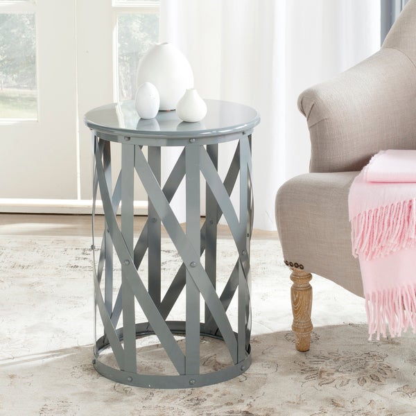 SAFAVIEH Bertram Grey Lattice Iron Stool - 14