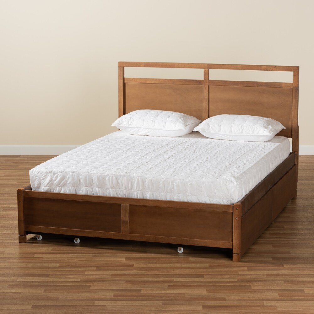 Saffron Modern   Contemporary 4 Drawer Storage Wood Platform Bed