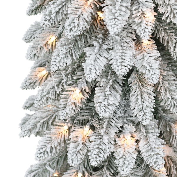 Puleo International 7 ft PreLit Flocked Artificial Alpine Pencil Tree