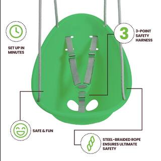 FLYBAR Swurfer Coconut Toddler Baby Swing Comfy 3-Point Adjustable Safety Harness Durable No Assembly Easy Installation G SW54070G