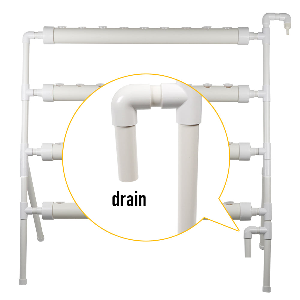 Hydroponics Growing Site 4 Layers PVC Pipes 36 Sites Hydroponic Gardening Growing System with Water Pump， Pump Timer， Planting Basket， Water Pipe， and Sponge