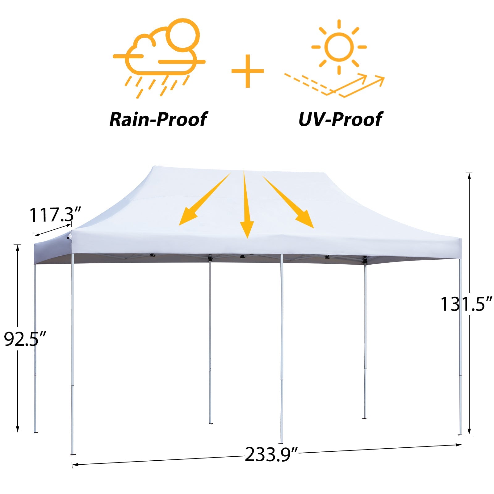 AVAWING 10x20FT Pop up Canopy Tent with Portable Wheeled with Roller Bag, Folding Patio Canopies Height Adjustable, Anti-UV & Waterproof for Parties, Camping, Commercial with Sandbags x 4(White)