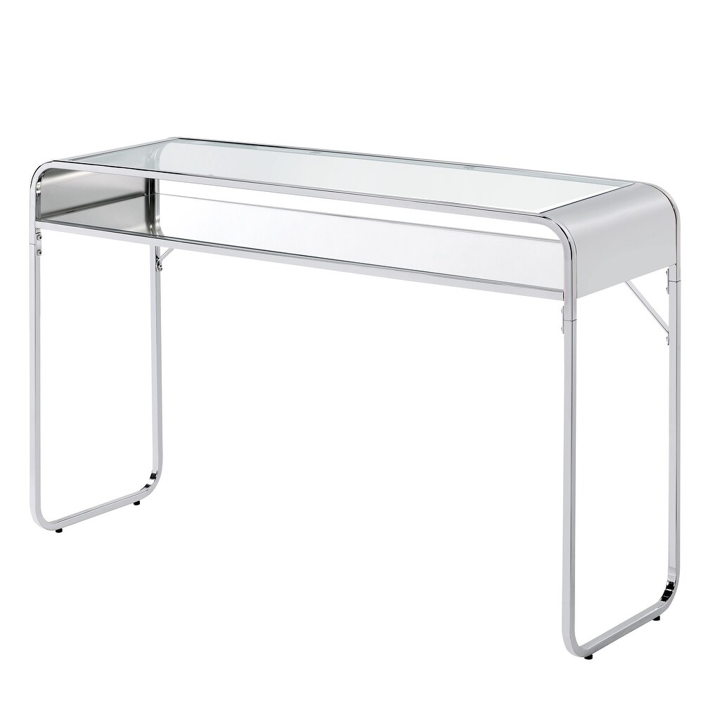 Watler Contemporary 46 inch Glass Top 1 Shelf Sofa Table by Furniture of America