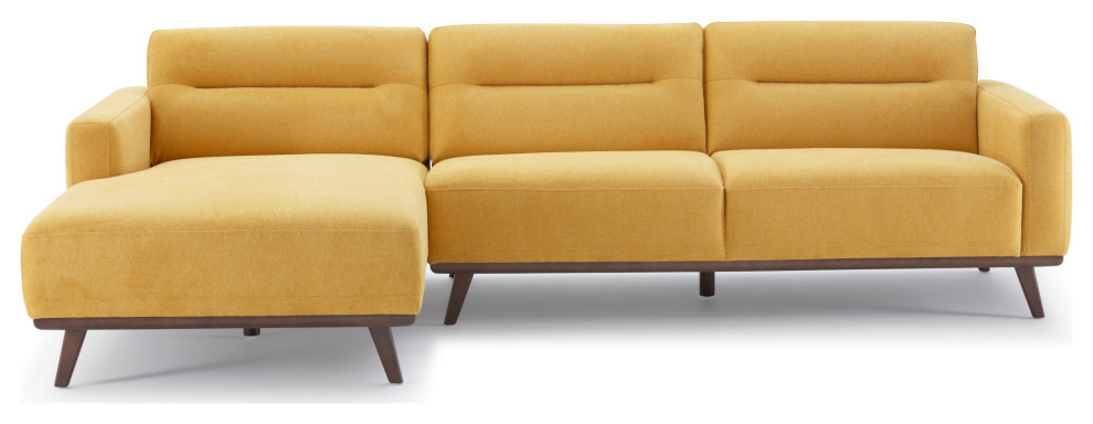 Adas Mid Century Modern L Shaped Linen Fabric Left Facing Dark Yellow Sectional   Midcentury   Sectional Sofas   by Ashcroft Furniture Co.  Houzz