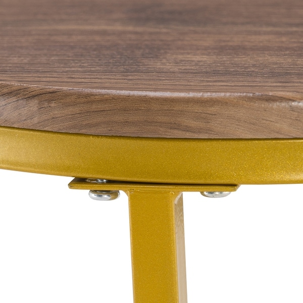 Simple Cross Foot Single Layer Wood Round Side Table 40.5 Round Gold