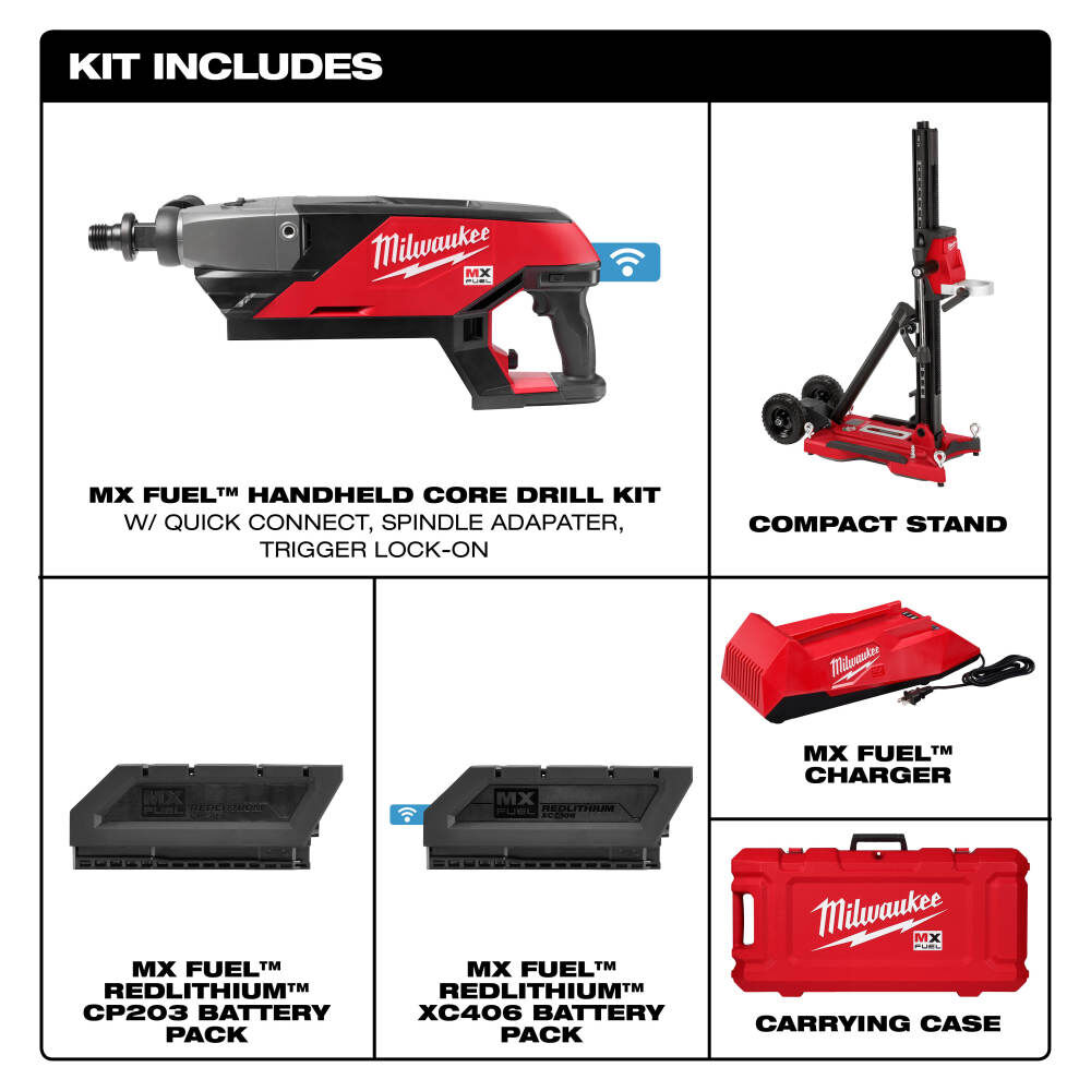 Milwaukee MX FUEL Handheld Core Drill Kit with Stand MXF301-2CXS from Milwaukee