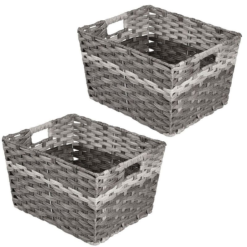 mDesign Wide Rectangular Woven Home Storage Basket Bin， 2 Pack