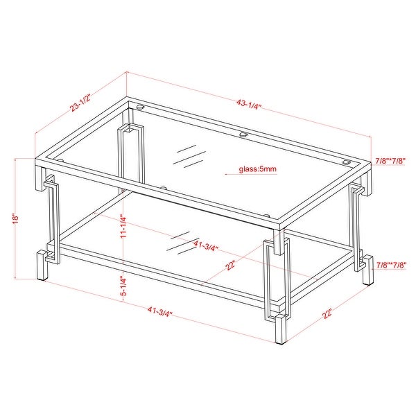 Furniture of America Yout Glam Champagne 43-in Glass Top Coffee Table