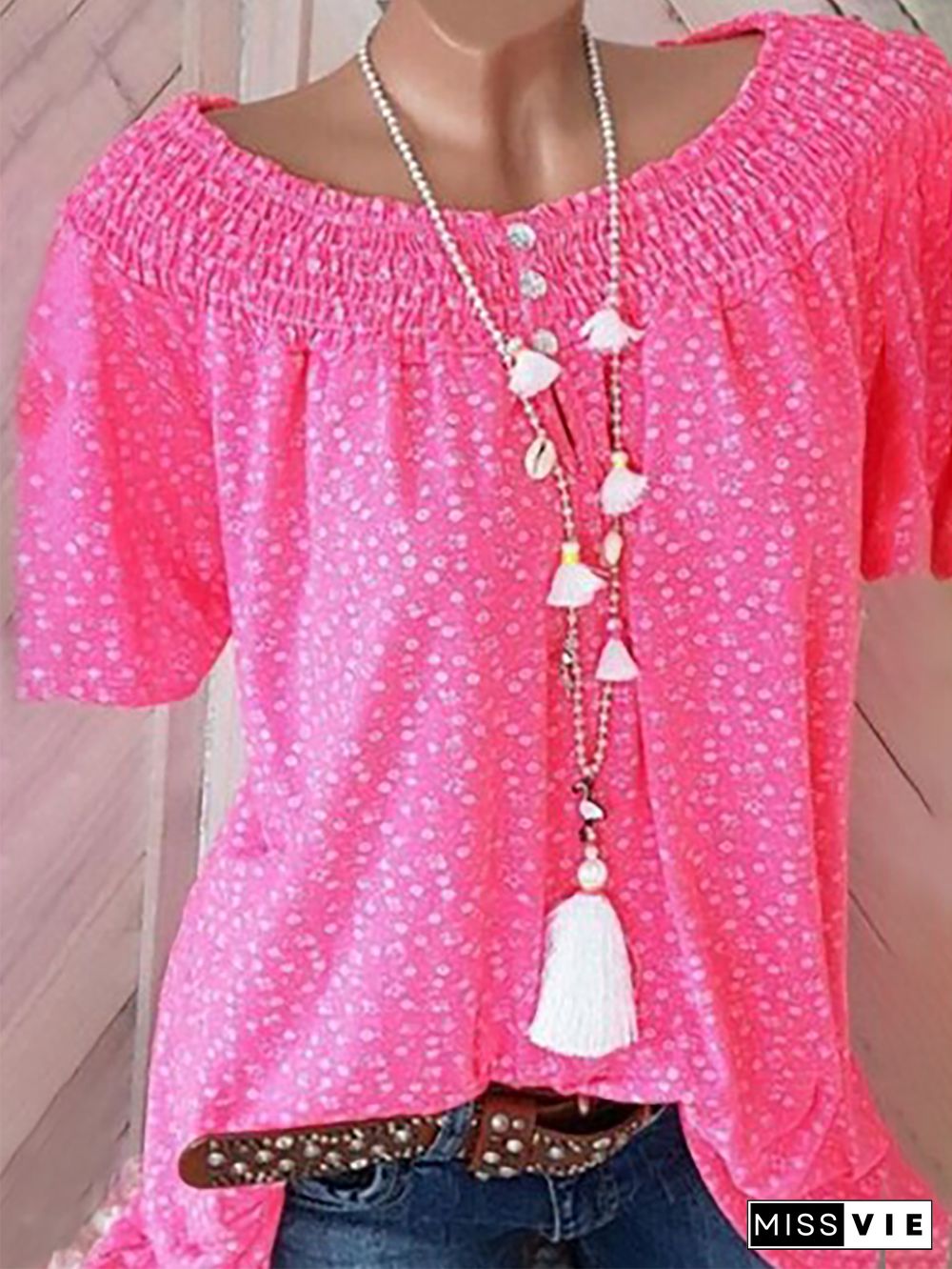 Plus size Polka Dots Short Sleeve T-shirt