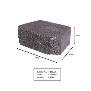 Pavestone 4 in. H x 11.63 in. W x 6.75 in. D Charcoal Retaining Wall Block (144-Pieces46.6 sq. ft.Pallet) 81103