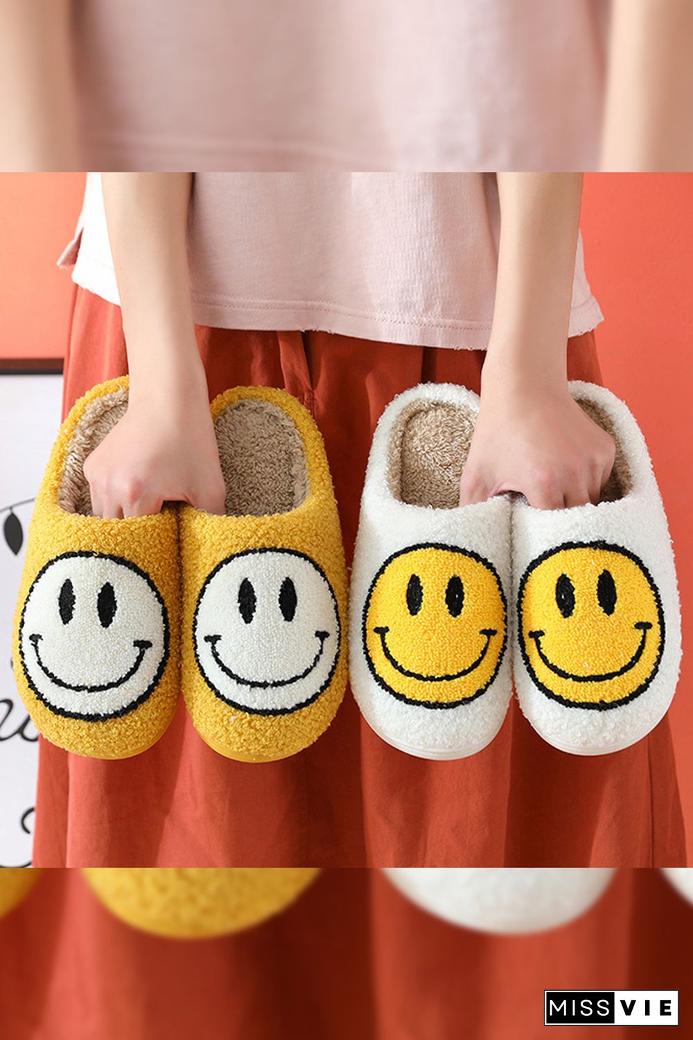 Smile Unisex Fluffy Slippers