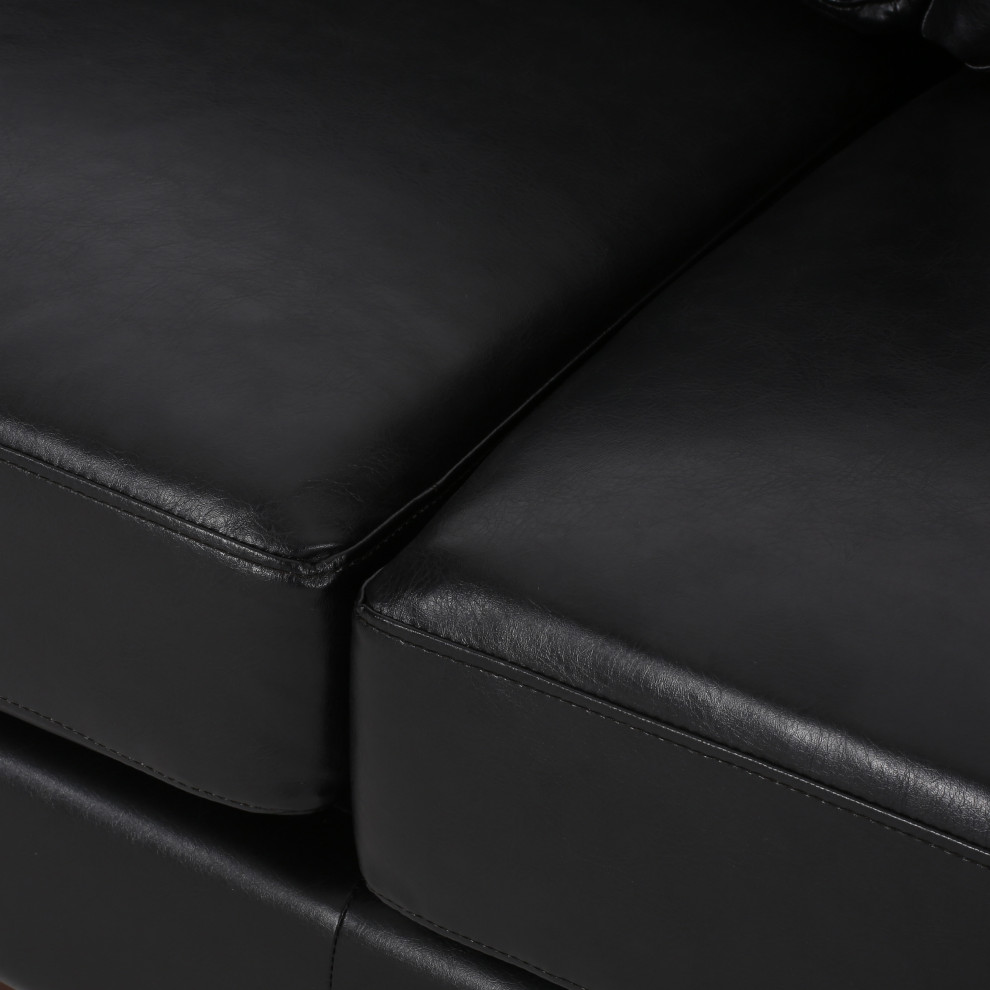 Ayers Faux Leather Upholstered 3 Seater Sofa   Contemporary   Sofas   by GDFStudio  Houzz