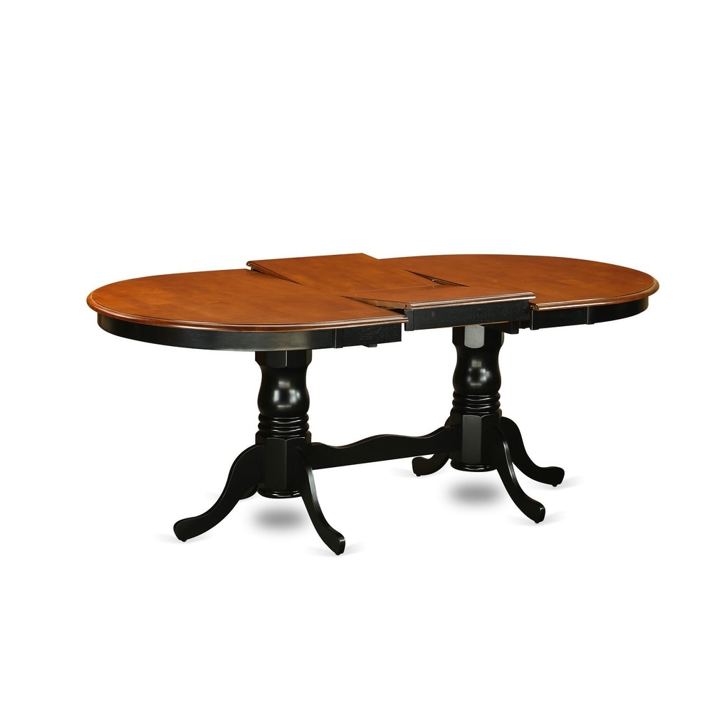 East West Furniture Dining Table Set  an Oval Dining Room Table and Wooden Seat Chairs  Black   Cherry (Pieces Options)