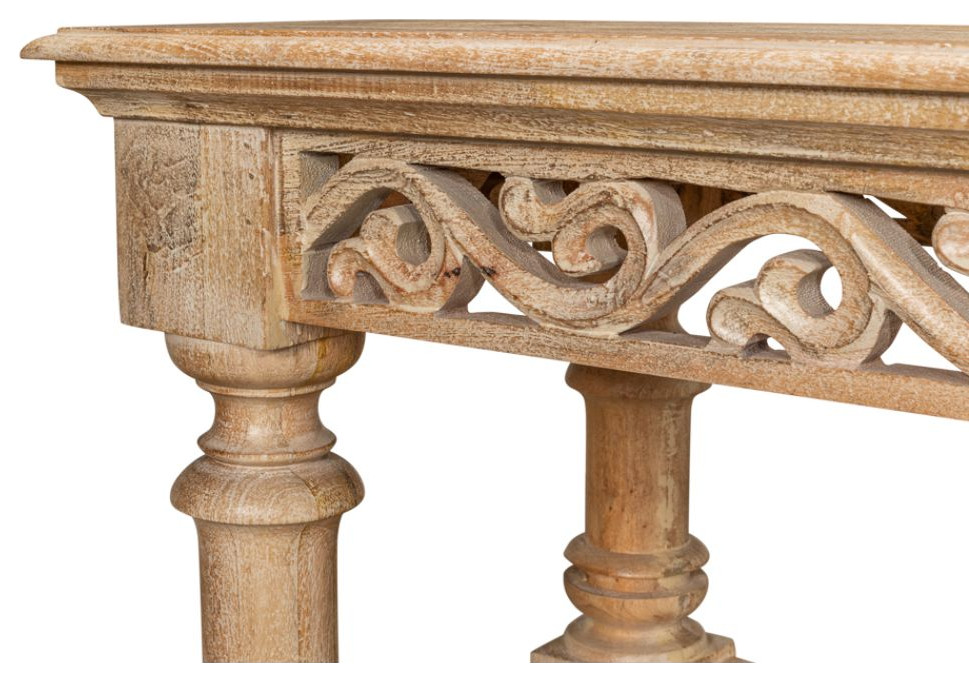 Fowler Carved Console With Shelf Solid Wood   Traditional   Console Tables   by Sideboards and Things  Houzz