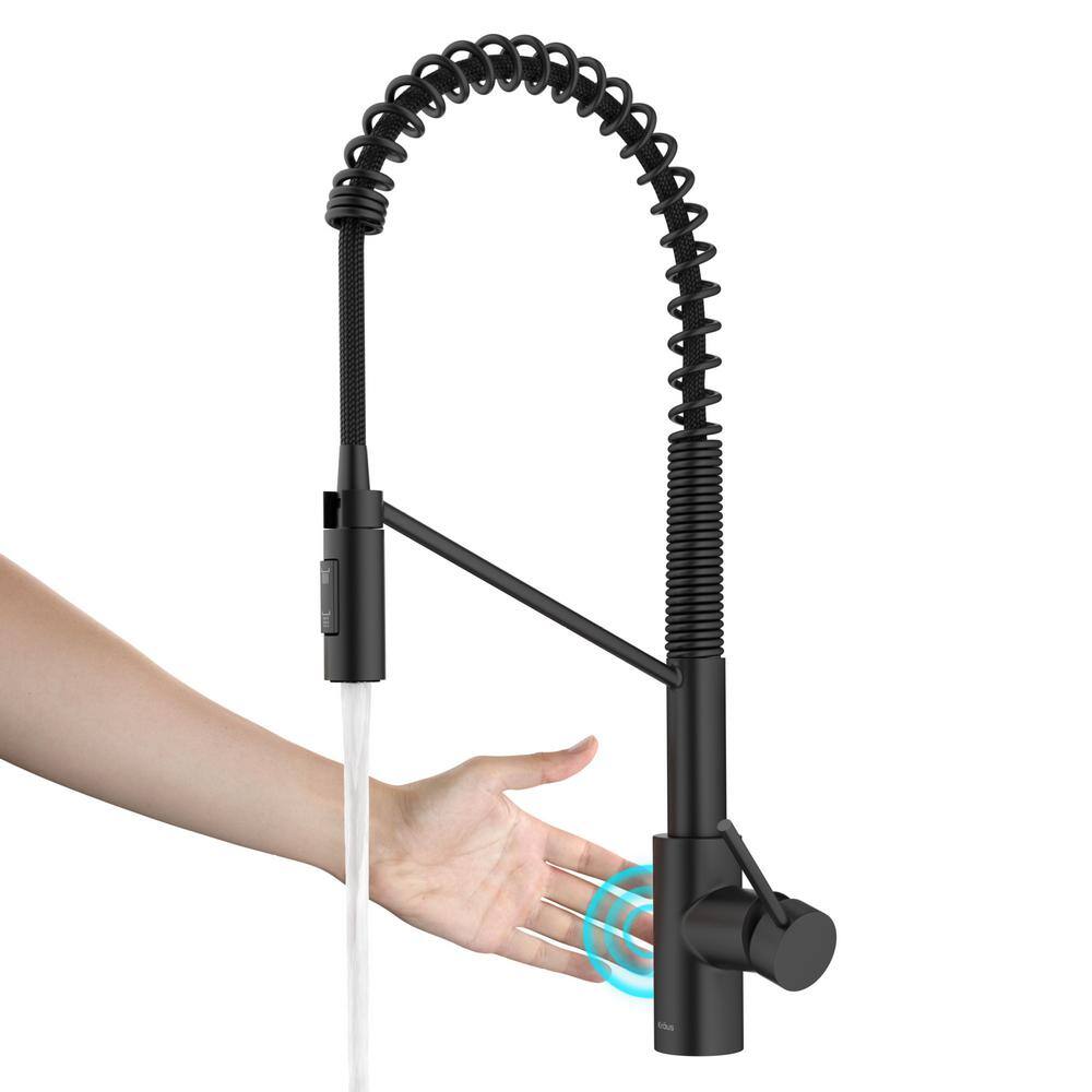 KRAUS Oletto Touchless Sensor Commercial Pull-Down Single Handle Kitchen Faucet in Matte Black KSF-2631MB