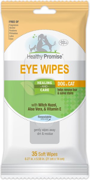 Four Paws Healthy Promise Cat and Dog Eye Wipes， 35 count