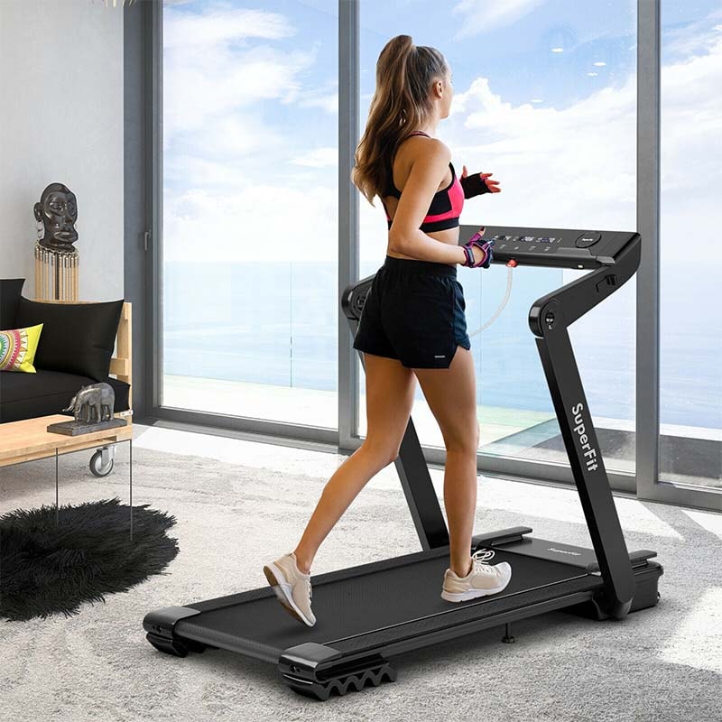 4.0HP Folding Treadmill 265LBS MAX Heavy-Duty Electric Running Machine with LED Touch Screen & Speaker