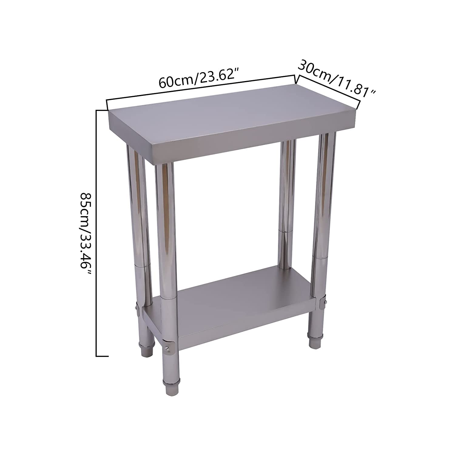 Miumaeov Stainless Steel Work Table with 2 Layers Commercial Kitchen Prep Work Table