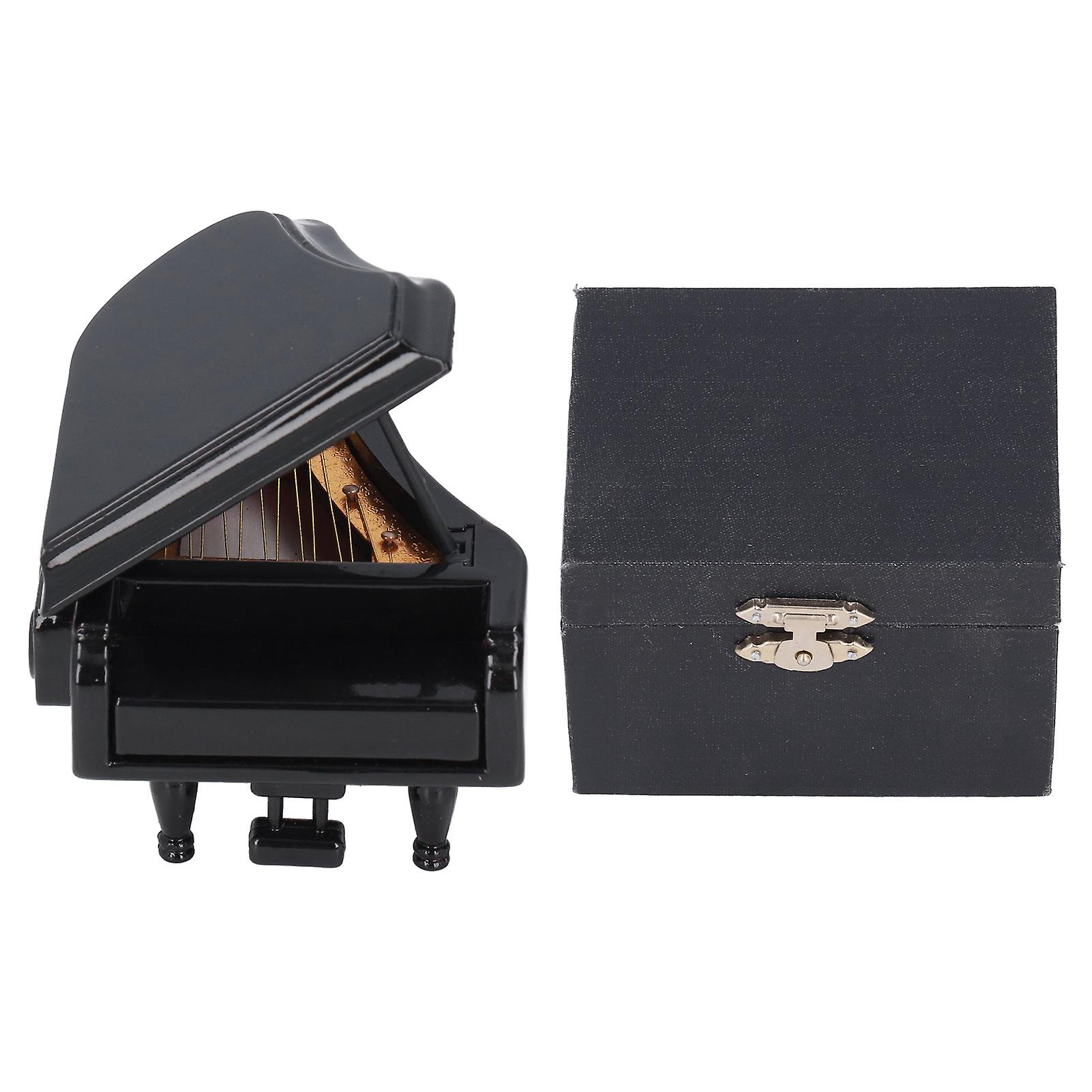 Miniature Piano Model Basswood Manual Black Fine Workmanship Elegant Feeling Miniature Decoration