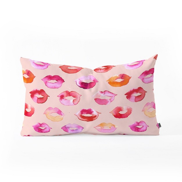 Ninola Design Sweet Pink Lips Oblong Throw Pillow Society6