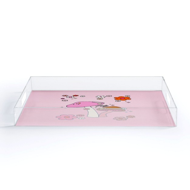 Daily Regina Designs Colorful Mushrooms And Flowers Acrylic Tray Deny Designs