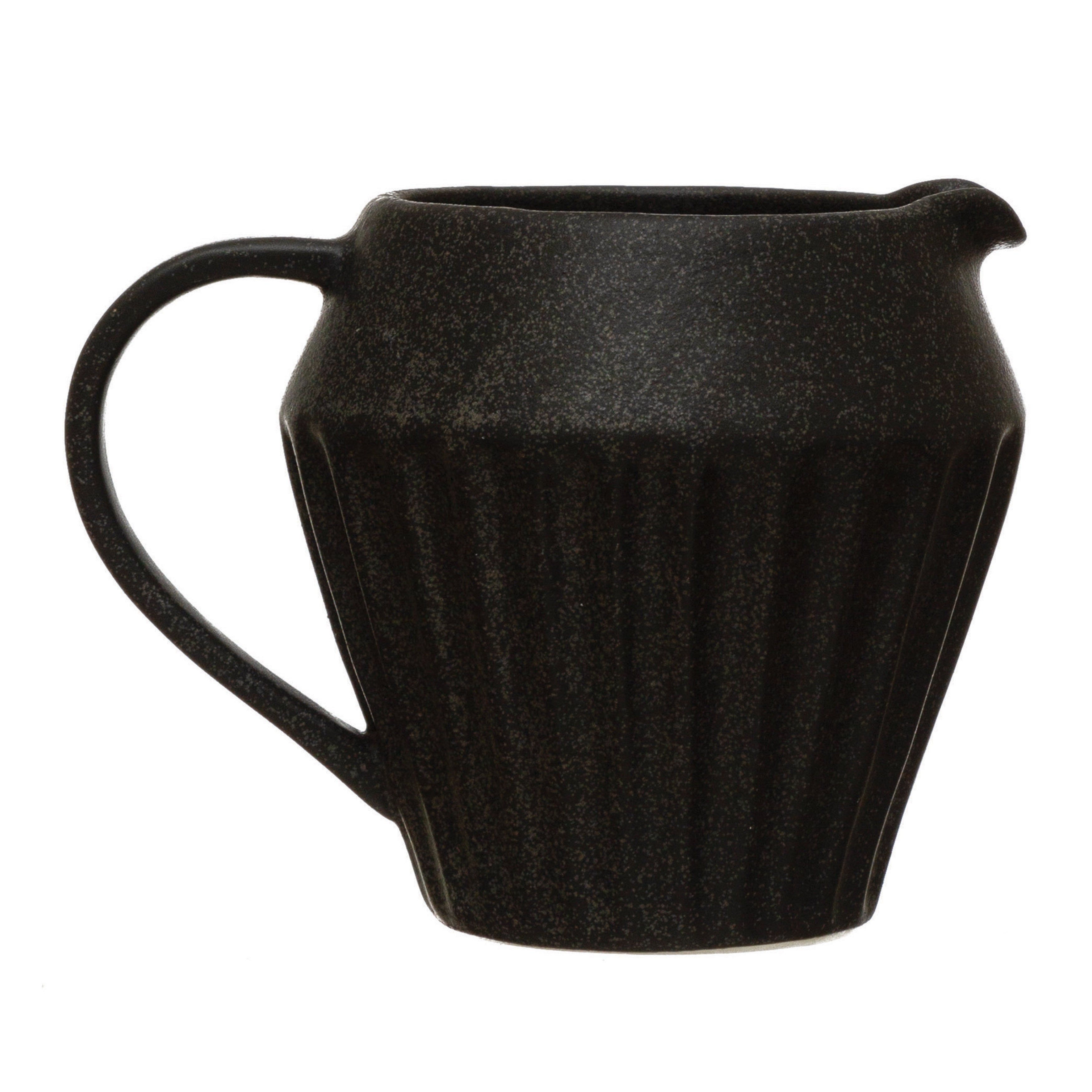 14 oz. Stoneware Pitcher， Reactive Glaze， Matte Black Finish (Each One Will Vary)