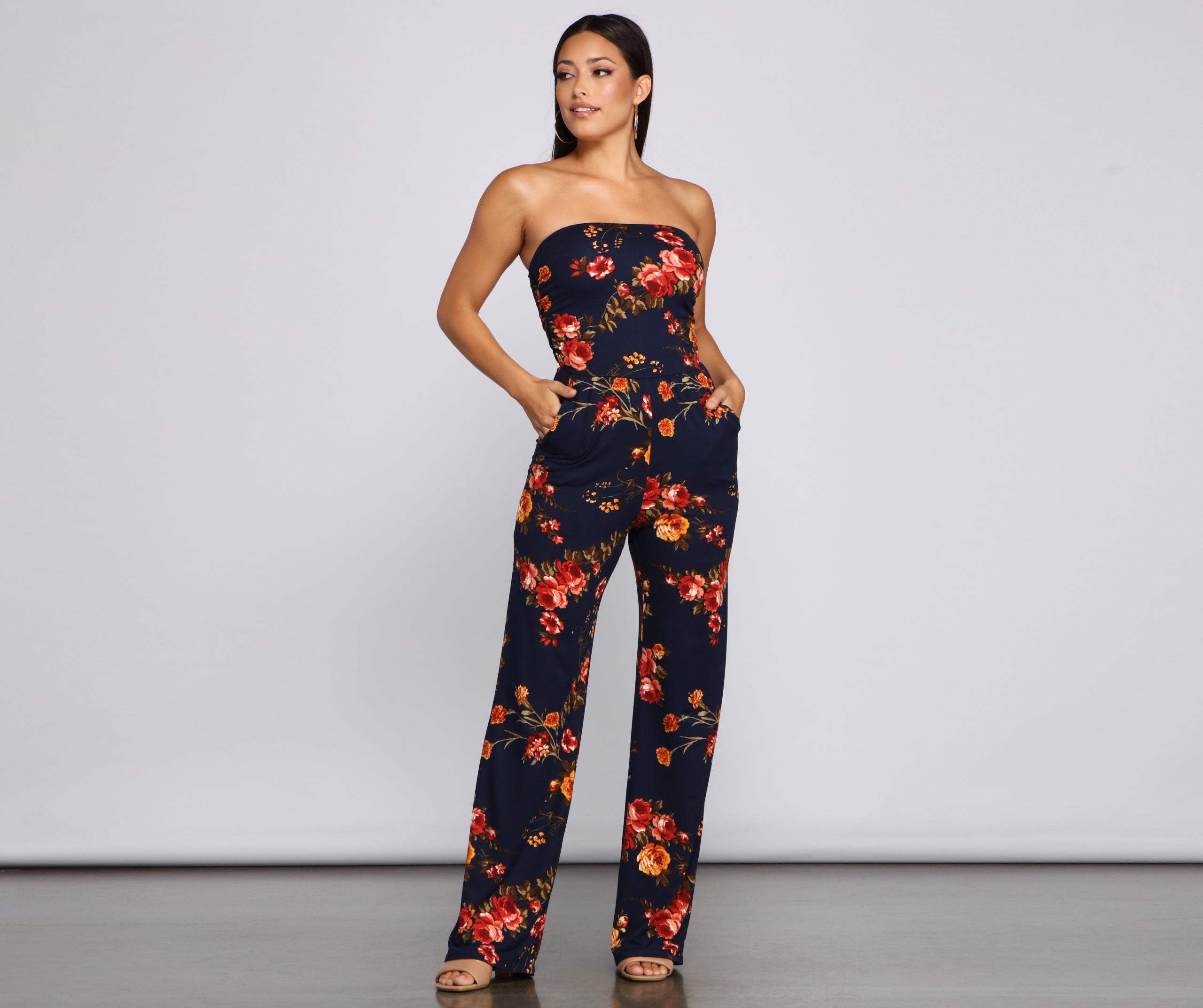 Medallion Marvel Strapless Jumpsuit