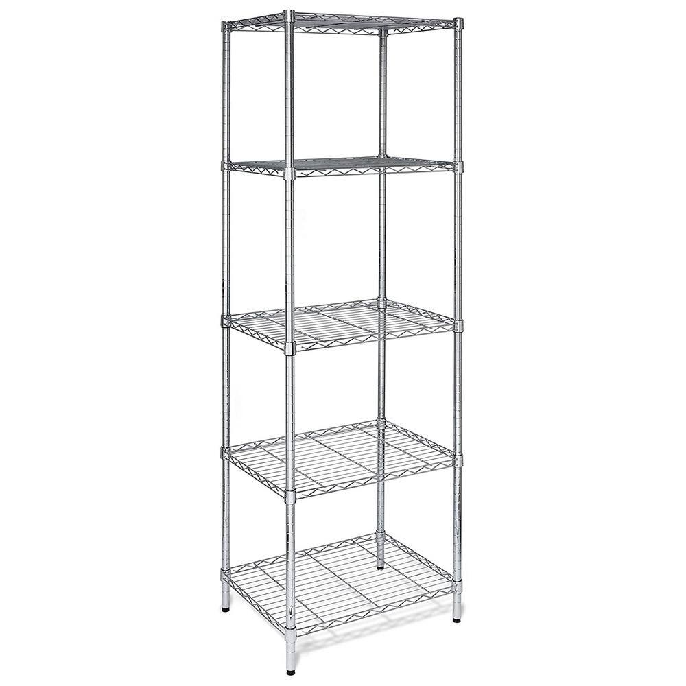 Karl home Silver 5-Tier Heavy Duty Steel Freestanding Garage Storage Shelving Unit (17.72 in. W x 71 in. H x 21.65 in. D) 302992573426