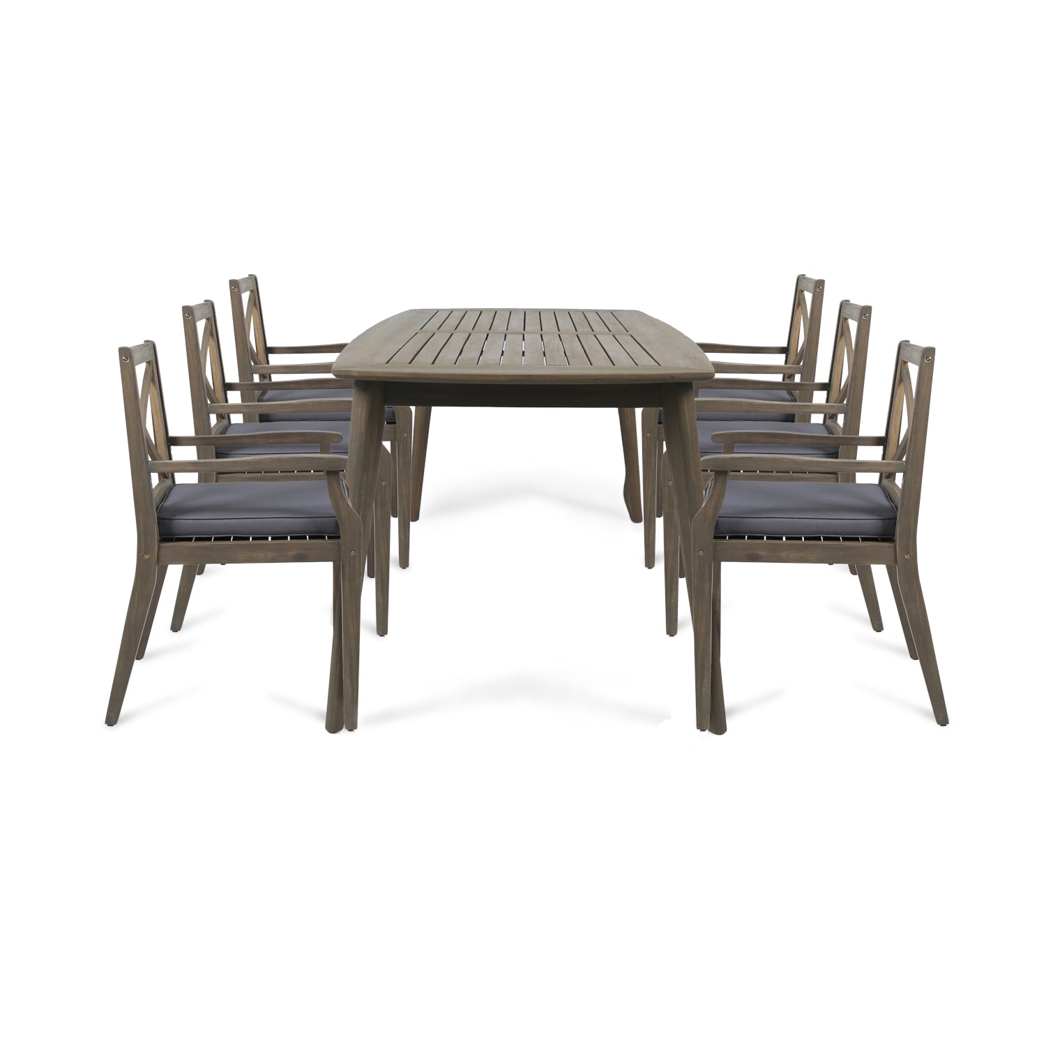 Divyansh Outdoor 7 Piece Acacia Wood Dining Set