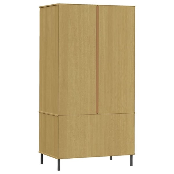 vidaXL Solid Wood Pine Wardrobe with Metal Legs OSLO Armoire Multi Colors - 35.4