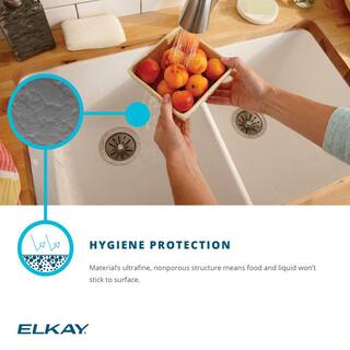 Elkay Classic White Quartz 33 in. Single-Bowl Undermount Kitchen Sink with Filtered Faucet and Accessories ELGRU13322WHFLC