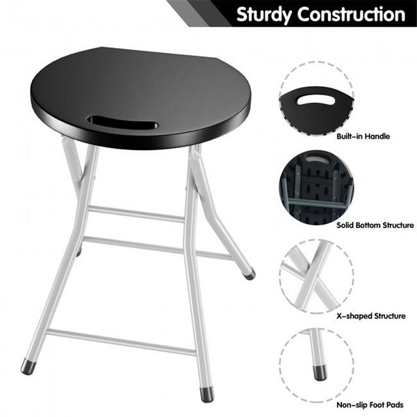 Portable Folding Stools with 330lbs Capacity， Sturdy Frame Bar Stools