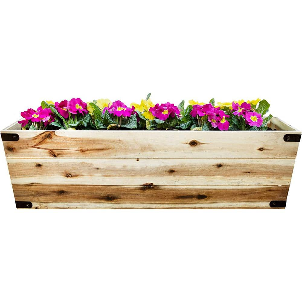 Cubilan 31 in. Wooden Planter Box Rectangular Wood Planter for Garden Patio Window Home Decor Wood Plant Stand B07G7FQ5YR