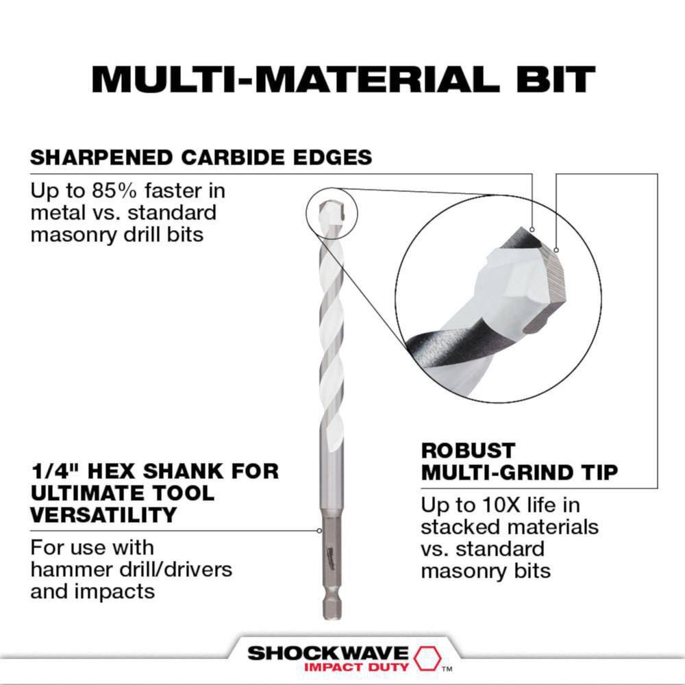 MW SHOCKWAVE Carbide Multi-Material Drill Bit Set (7-Piece) 48-20-8899