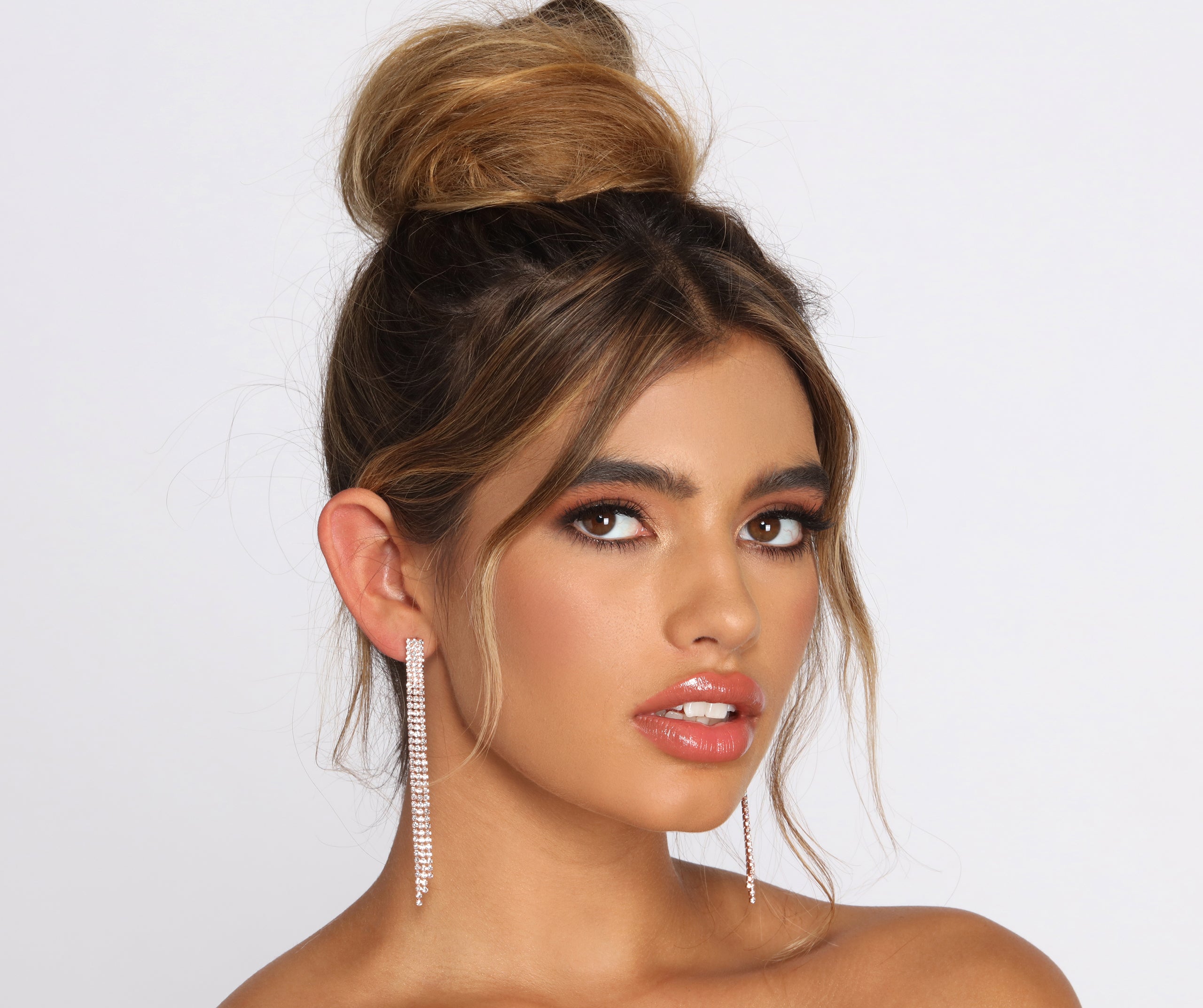 Sassy Bae Square Fringe Rhinestone Earrings