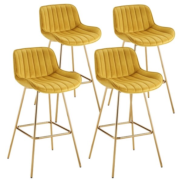 Art Leon Swivel Velvet Bar Stools (Set of 4)